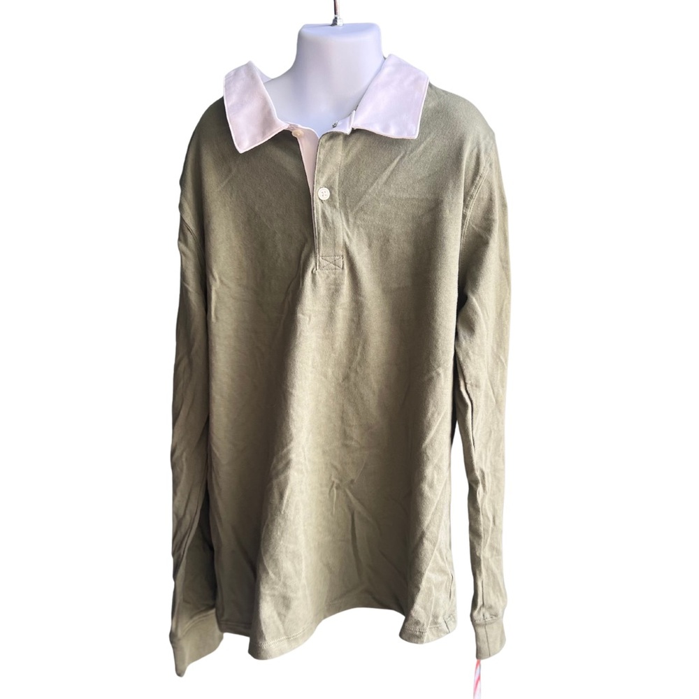 Cat And Jack Boy's Olive Green Long Sleeve Shirt L 10/12